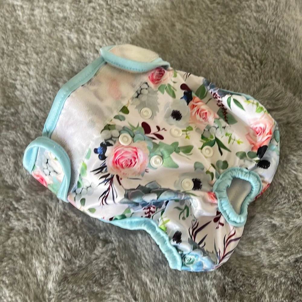 Puppy Dog Pet Reusable Diaper Sz M Floral Print